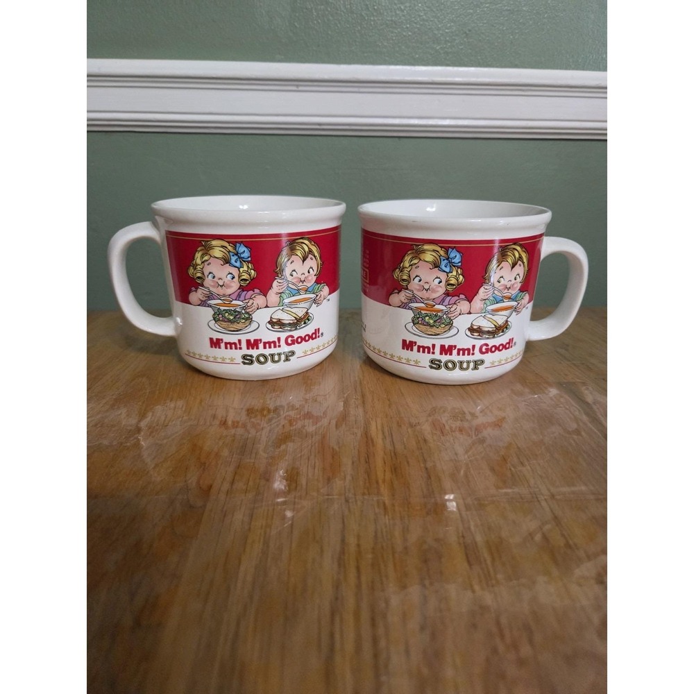 2 Vintage Campbell's Soup Mugs - M'm! M'm! Good! 12Oz. 1989